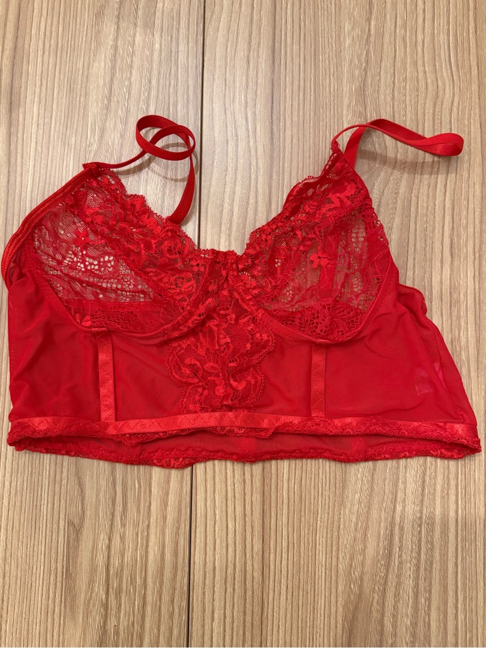Red Lace Bralette & Thong Set - Women's Intimates - Picture 2 of 4